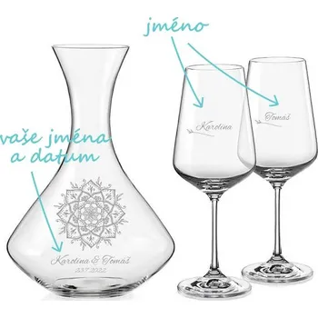 Sklenice Svatební set na víno Mandala (1+2)
