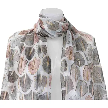 Šála Šátek s péřovitými lístky-šedá xc06, 7200703