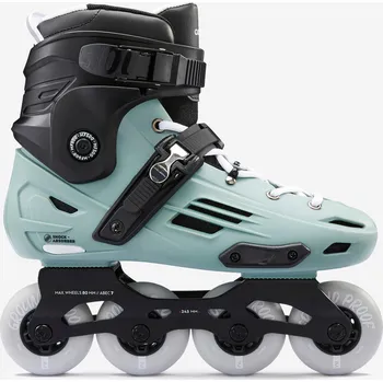 Kolečkové brusle OXELO Freeridové in-line brusle MF500 Light khaki 41 ZELENÁ|ŠEDÁ