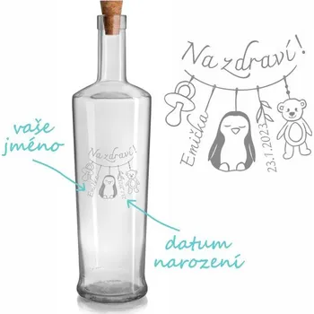 Pískovaná láhev Olea Piede Narození dítěte 0,7 l