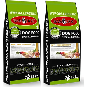 Krmivo pro psa BARDOG Puppy/Junior Lamb 2 x 12 kg