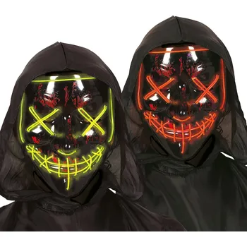 Karnevalová maska Guirca Světelná maska LED Purge zelená, červená