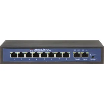 Switch AI-PS-HT812 Osmiportový 10/100 Mbps PoE switch s 2x gigabitovým uplinkem (Osmiportový 10/100 Mbps PoE switch s 2x gigabitovým uplinkem)