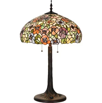 Dekorativní svítidlo Stolní lampa Tiffany Silvain zeleno oranžová s motivem květů – 46x72 cm + doprava zdarma