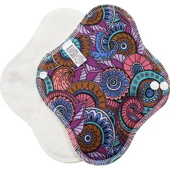 Menstruační vložka Breberky BIO Denní vložka (PUL) - Květinové mandaly fialové & přírodní bambusovo-biobavlněné froté