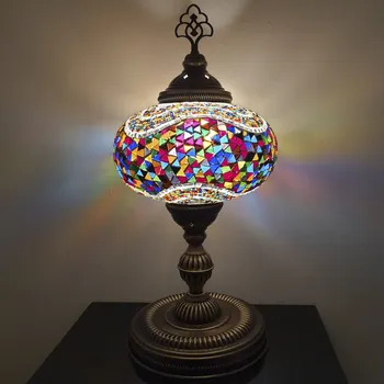 Lampička Krásy Orientu Orientální skleněná mozaiková stolní lampa Esma - ø skla 24 cm
