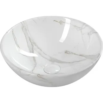 Umyvadlo DALMA keramické umyvadlo na desku, Ø 42cm, carrara