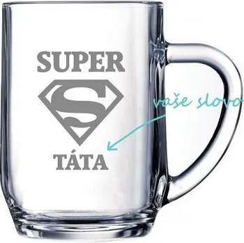 Sklenice Pískovaný půllitr na pivo Super táta s úpravou