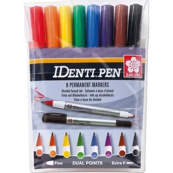 sakura poxykt8 IDenti Pen lihový oboustranný popisovač 0.4 / 1mm - sada 8 barev