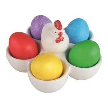 Velikonoční dekorace Držák s kohoutkem z keramiky na 5 vajíček 15 x 9 cm