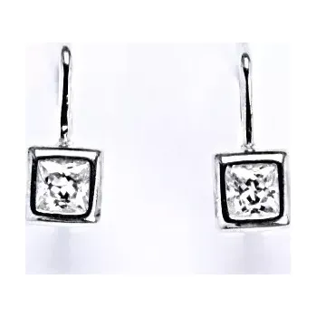 Náušnice Stříbrné náušnice čirý zirkon - NK1030 (Stříbrné náušnice se zirkony 4x4 mm)