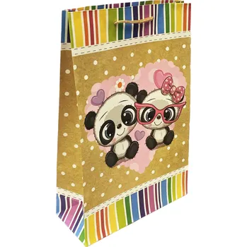 Dárková taška Dárková taška Pandy 26x33cm kraftova