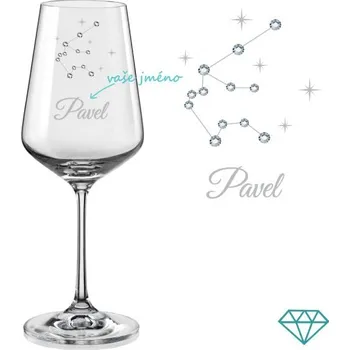 Sklenice Sklenice na víno souhvězdí Vodnáře s krystaly