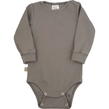 Kojenecké oblečení šedo-béžové rostoucí body s dlouhým rukávem