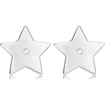 Náušnice Briliantové náušnice ze stříbra 925 - pěticípá hvězda s diamantem, puzetky