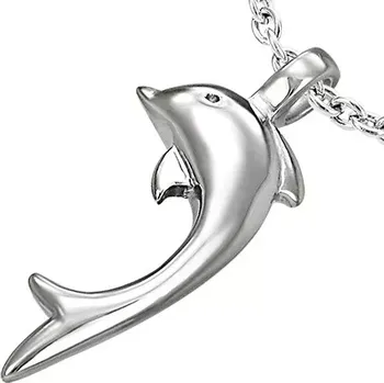 Přívěsek Přívěsek z oceli 316L stříbrné barvy, lesklý delfín