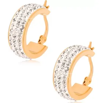 Náušnice Ocelové náušnice, zlaté kruhy se zirkonovým středovým pásem