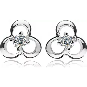 Náušnice Náušnice ze stříbra 925 - trojlístek a čirý zirkon ve středu, puzetka