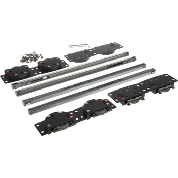 Nábytkové kování Interex Sada pro dvoje posuvné dveře s tlumením SIMPLEX / Hliník