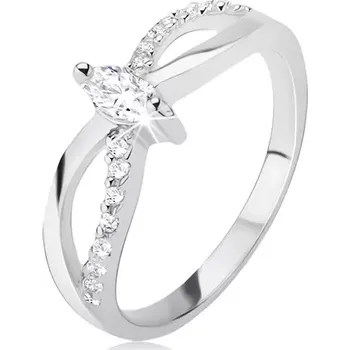 Prsten Prsten ze stříbra 925 - motiv nekonečna, zirkonový pás, elipsovitý kamínek - Velikost: 51