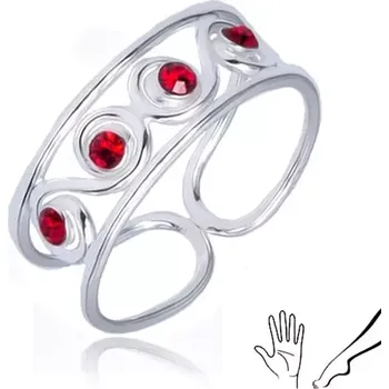 Prsten Prsten ze stříbra 925 - esíčkový vzor s červenými kamínky