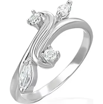 Prsten Snubní prsten - rozvětvení ukončené zirkony - Velikost: 49