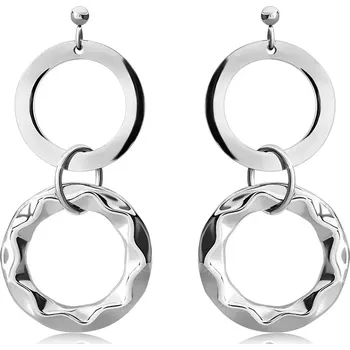 Náušnice Náušnice z oceli 316L, dva zrcadlově lesklé kruhy stříbrné barvy