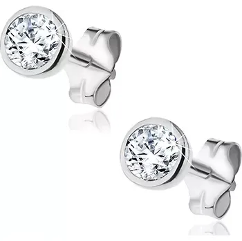 Náušnice Náušnice ze stříbra 925 - zirkon v kruhovém kalichu, 4 mm