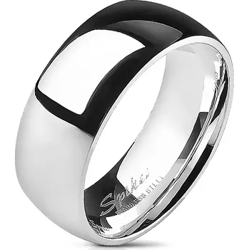 Prsten Ocelový prsten - stříbrný, hladký, lesklý, 8 mm - Velikost: 64