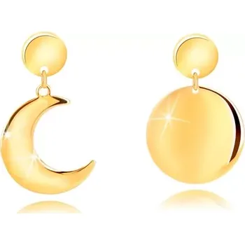 Náušnice Náušnice ze stříbra 925 ve zlatém odstínu - půlměsíc a měsíc v úplňku, puzetky