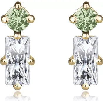 Náušnice Náušnice ze žlutého zlata 585 - zelené a čirý zirkon, puzety