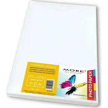 Kancelářský papír ARMOR Fotopapír lesklý bílý kompatibilní s A3, 260g/m2kompatibilní s ink. tisk, 50ks M10603
