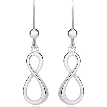 Náušnice Stříbrné náušnice 925 - symbol nekonečna s briliantem, afro háček