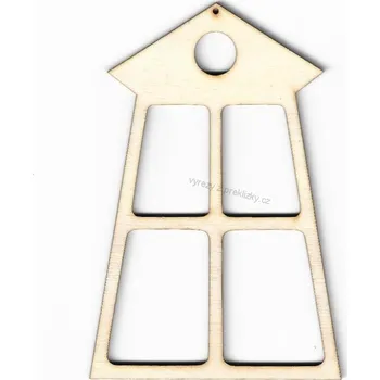 Překližka Výřez z překližky, S21, DOMEČEK-4 OKÉNKA, 7,8x13,2cm, 1ks