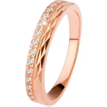 Prsten Stříbrný prsten 925 měděné barvy, diamantový řez, zirkonová linie - Velikost: 54