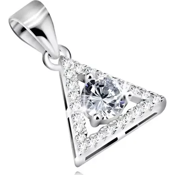 Přívěsek Stříbrný přívěsek 925 - kontura trojúhelníku s kulatým zirkonem čiré barvy uprostřed