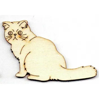 Stavební deska Výřez z překližky, M38, KOČKA-SEDÍCÍ CHLUPATÁ, 7x4,5cm, 1ks