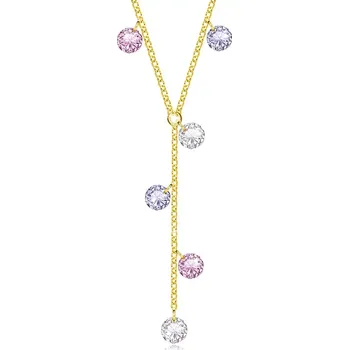 Náhrdelník Náhrdelník ze stříbra 925 - zlatá barva, čiré, růžové a levandulové zirkony