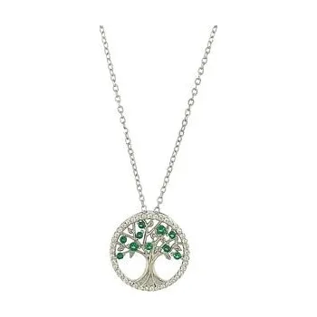 Náhrdelník BASSANO COLLECTION CZ s.r.o. Stříbrný náhrdelník strom života zelený