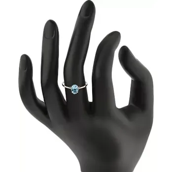 Prsten Zlatý prsten 585 s oválným blýskavým topasem modré barvy, tenká ramena - Velikost: 56