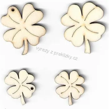 Překližka Výřez z překližky, K31/1, ČTYŘLÍSTEK-velký s dírkou, 3x3,7cm, 1ks