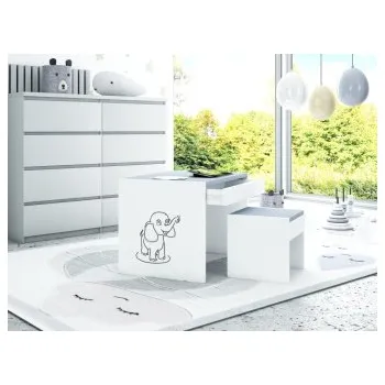 Dětský pokoj Stůl se šuplíkem a jedna židle - slůně / šedá