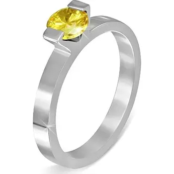 Prsten Ocelový prsten - barevný měsíční kámen "Listopad", dva úchyty - Velikost: 54