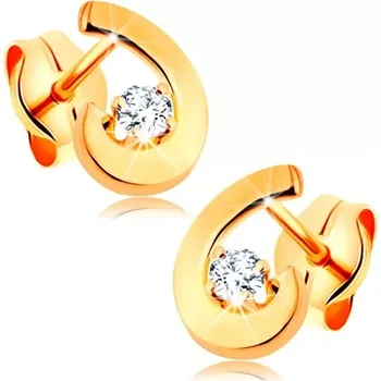 Náušnice Náušnice ve žlutém 14K zlatě - částečná kontura kapky, zirkonek čiré barvy