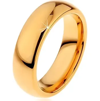 Prsten Lesklý wolframový prsten zlaté barvy, hladký zaoblený povrch, 6 mm - Velikost: 59