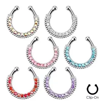 Piercing Šperky Eshop - Falešný piercing do nosu - Stříbrná - Červená