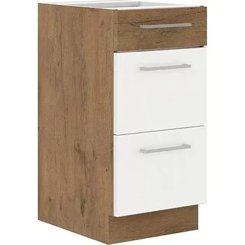 Kuchyňská skříňka Spodní kuchyňská skříňka se zásuvkami Woodline 40 D 3S BB, Barva: Dub lancelot / bíly lesk MIRJAN 5902928813616