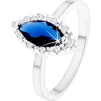 Prsten Prsten ze stříbra 925 - tmavomodré zirkonové zrnko, čirá kontura - Velikost: 49