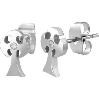 Náušnice Ocelové náušnice - kříž bojovníka, zirkon