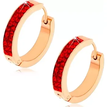 Náušnice Kloubové náušnice z oceli, měděná barva, rubínově červené zirkony